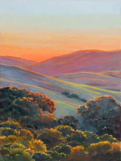 Original California hills painting. This is a sunset landscape oil painting of a country valley with California oaks.  🍁 DETAILS: ● This is an ORIGINAL OIL PAINTING on a wood panel. ● Title: 'A trip to the hills'. ● 100 % hand painted, not a print. * If you prefer a PRINT: https://www.etsy.com/listing/1083023769 ● It is PAINTED TO ORDER in the chosen dimensions.  * Your painting will be a very similar but unique recreation of the original design, the one in the pictures. *Custom sizes under req