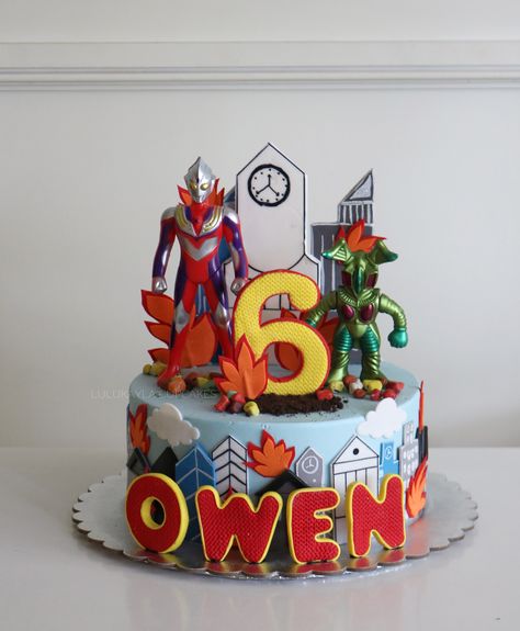 Ultraman Birthday Theme, Ultraman Cake, Easy Cake Decorating, Topper Cake, 6th Birthday, Kids Bedroom Decor, Buttercream Cake, Easy Cake, Theme Party