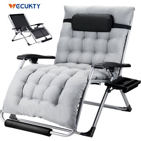 Oversized Zero Gravity Chair ,VECUKTY Oversized XXL 33IN Ergonomic Patio Recliner Folding Reclining Chair for Indoor and Outdoor,Gray - Walmart.com Deck Table, Folding Lounge Chair, Zero Gravity Recliner, Outdoor Recliner, Folding Camping Chairs, Outdoor Folding Chairs, Loungers Chair, Reclining Chair, Gravity Chair