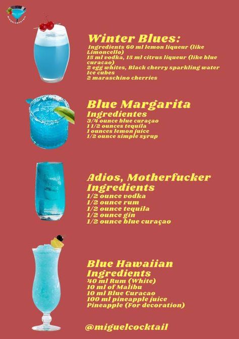 Blue Curacao Drinks Tequila, Blue Tequila Cocktails, Blue Tequila Drinks, Blue Curacao Cocktails, Blue Curacao Recipe, Cocktails With Blue Curacao, Blue Curacao Drinks, Layered Drinks, Cocktail Shots