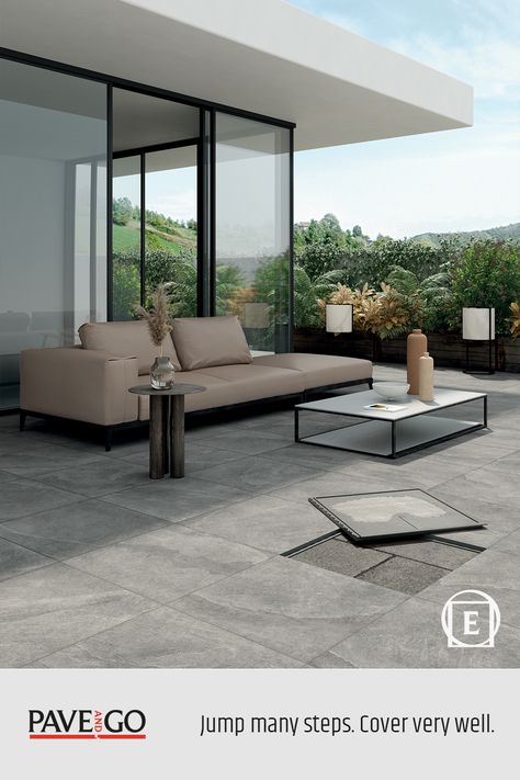 Shops, hotels, balconies and rooftop gardens. High performances for both indoor and outdoor flooring. . . . #Emilgroup #paveandgo #porcelainstoneware #gresporcellanato #ceramica #smartflooringsystem #spacedesign #paving #floor #inspiration #designlovers #designer #architecture Rooftop Flooring, Floor Inspiration, Rooftop Gardens, Terrace Floor, Outdoor Paving, Attic Design, Grey Flooring, Types Of Flooring, Terrace Garden