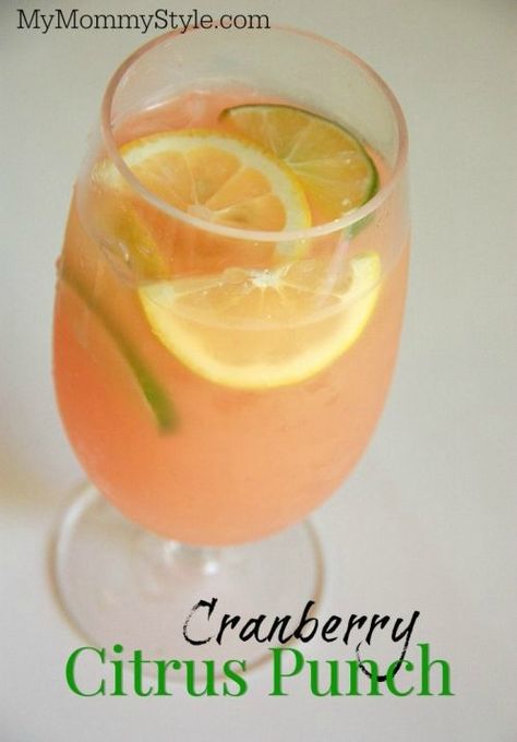 cranberry citrus punch www.mymommystyle.com Easy Alcoholic Punch Recipes, Sour Drink, Citrus Punch, Alcoholic Punch Recipes, Baby Shower Punch, Non Alcoholic Punch, Alcoholic Punch, Lemon-lime Soda, Baby Shower Drinks