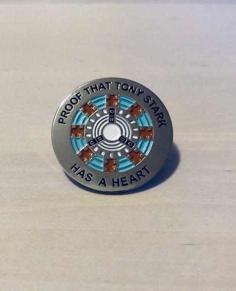 Tony Stark Has A Heart, Iron Man Gift, Heart Enamel Pin, Arc Reactor, Iron Man Avengers, Enamel Pin Collection, Backpack Pins, Jacket Pins, Book Pins