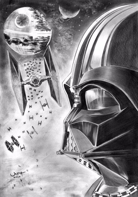 Darth Vader Star Wars by Antonio Uchoa Vader Drawing, Darth Vader Drawing, Drawing Borders, Star Wars Painting, Darth Vader Star Wars, Star Wars Background, Star Wars Sith, Vader Star Wars, Star Wars Tattoo