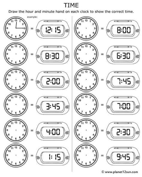 Telling Time  Free Printable Worksheet Kindergarten Telling Time, Clock Worksheets, Telling Time Worksheets, 3rd Grade Math Worksheets, 2nd Grade Math Worksheets, 1st Grade Math Worksheets, Kids Worksheets Printables, Time Worksheets, 2nd Grade Worksheets