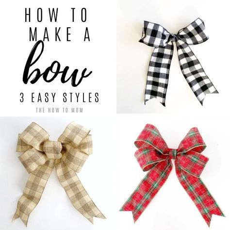 Nov 13, 2019 - A bow is the finishing touch on any DIY wreath! I'll show you three SUPER EASY ways to make a bow for a wreath, plus a few extra tips and tricks. Bow Out Of Ribbon, Julkransar Diy, How To Make A Ribbon Bow, Diy Wreath Bow, Christmas Bows Diy, Diy Copper, Homemade Bows, Christmas Wreaths Diy Easy, Make A Bow