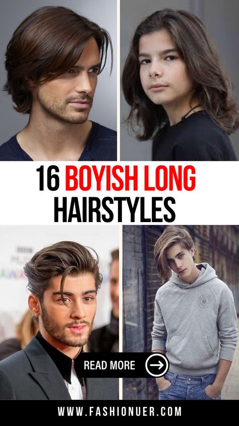 Looking for an edgy new look? Try these 16 boyish long hairstyles perfect for any party or night out. These trendy long hairstyles combine classic and modern styles to help you make a statement. Whether you're into sleek and straight or wild and textured, there's a long hairstyle for women here to match your personality. Get ready to rock the party with these daring and fashionable styles. Boy Hair Cuts Long Hair Straight, Boys Long Hairstyles Straight Hair, Long Hair Boys Style, Men's Long Hairstyle, Teen Boy Long Hair, 2000s Hairstyles Long, Long Hairstyle For Women, Long Hair For Boys, Shaggy Haircuts For Boys