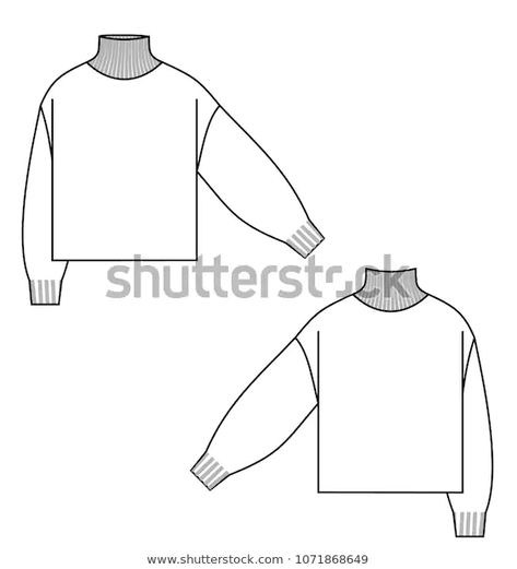 Sweater Turtleneck Technical Sketch Front Back Stock Illustration 1071868649 Turtleneck Sweater Drawing, Knit Sweater Technical Drawing, Sweater Drawing Sketches, Sweater Flat Sketch, Sweater Technical Drawing, Turtleneck Drawing, Knit Illustration, Sweater Drawing, Technical Sketch