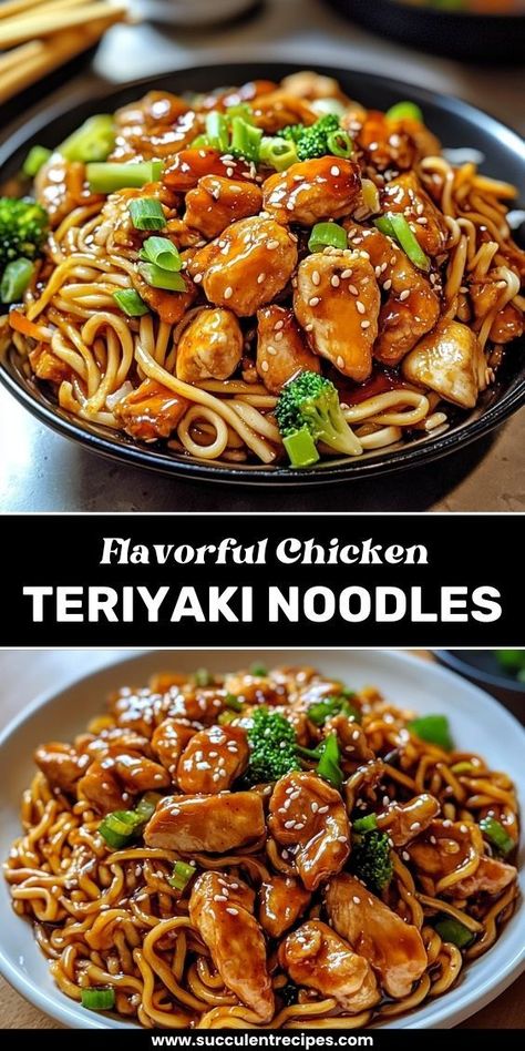 Whip up these Quick and Easy Chicken Teriyaki Noodles for a flavorful weeknight dinner! Tender chicken, savory teriyaki sauce, and soft noodles make this dish a satisfying and simple meal. Chicken Teriyaki Noodles, Chicken Teriyaki Recipe Easy, Easy Chicken Teriyaki, Chicken Teriyaki Sauce, Teriyaki Noodles, Easy Teriyaki Chicken, Teriyaki Sauce Recipe, Asian Noodle Recipes, Chicken Teriyaki Recipe