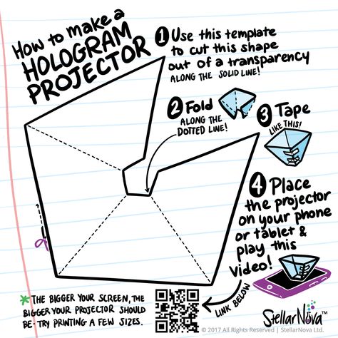 How to make a hologram projector- instructions and link to cool chemistry hologram video Science Club, Science Projects For Kids, Diy Science, Steam Activities, Stem Projects, Stem Science, A Program, Free Printable Worksheets, Homeschool Science