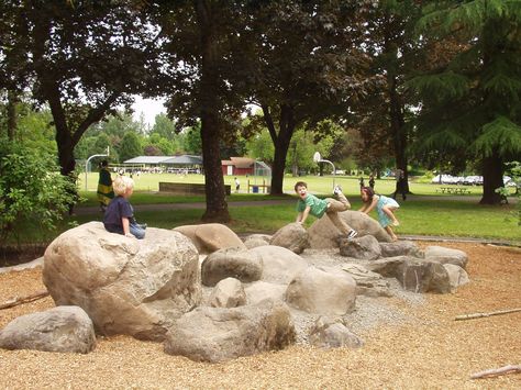 great boulder garden! Boulder Garden, Natural Play Spaces, Outdoor Play Space, Kids Backyard Playground, Outdoor Play Spaces, Play Garden, Outdoor Play Area, School Playground, Natural Playground