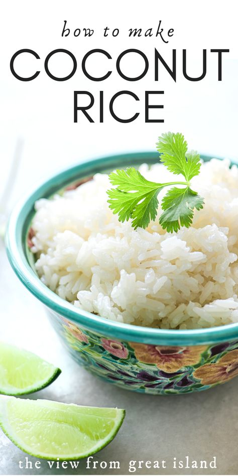 How to Make Coconut Rice ~ coconut rice is rich and creamy with a subtle tropical flavor that instantly upgrades stir frys, rice bowls, and curries. Rice Coconut, Coconut Rice Recipe, Rice Side Dishes, Coconut Rice, Asian Cooking, Vegetable Sides, Curries, Asian Dishes, Rice Dishes