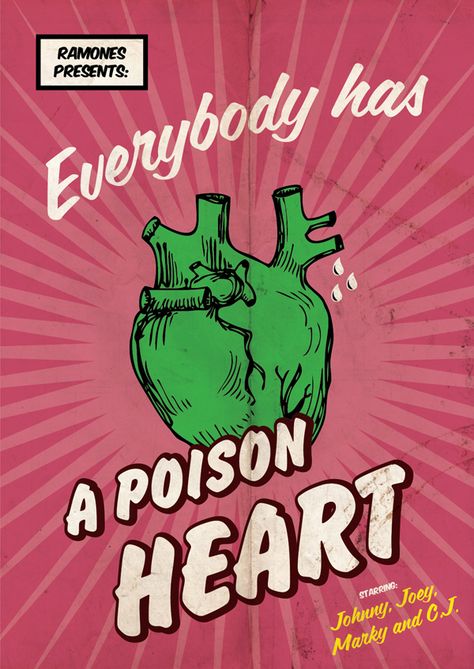 Poison Heart by Vinícius Freitas, via Behance Poison Heart, Ramones, Hard Rock, Calm Artwork, Keep Calm Artwork, Musical, Anime, Art