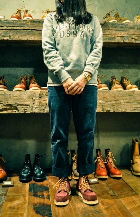 Red Wing Shoes Korea Coordination Red Wing Heritage Boots Outfit, Red Wing 875 Outfit, Red Wing Shoes Outfit, Red Wing Moc Toe Outfit, Red Wings Outfit, Redwings Outfit, Redwing Boots Outfit, Red Wings Boots Outfit, Red Wing Outfit