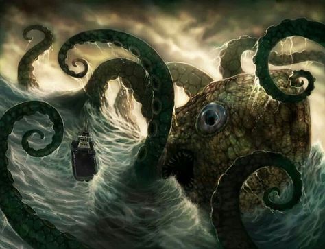 . Ghosts Of Saltmarsh, Kraken Art, Octopus Illustration, The Kraken, Octopus Art, The Deep Blue Sea, Sea Monster, Body Of Water, Deep Blue Sea