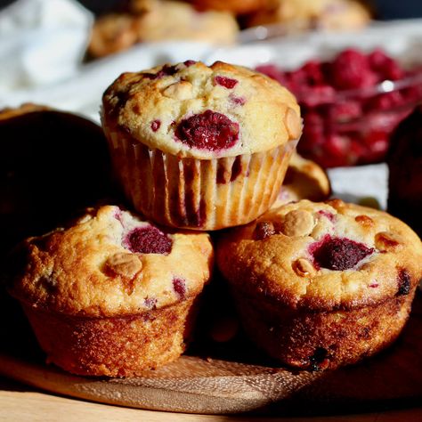 Sourdough Raspberry, Raspberry White Chocolate Muffins, Sourdough Blueberry Muffins, Egg Free Muffins, Sourdough Blueberry, Raspberry And White Chocolate Muffins, White Chocolate Muffins, Recipe Ingredients List, Quick Baking