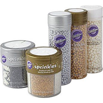 Wilton Special Celebration Gold and Silver Sprinkles Set, 5-Piece Silver Sprinkles, Wilton Cake Pans, Bakeware Accessories, Gold Sprinkles, Chocolate Cake Decoration, Sprinkle Cookies, Bath And Body Works Perfume, Gold Kitchen, Cake Decorating Supplies