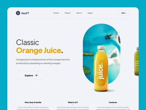 Orange Juice Landing Page by Siavash Ghanbari for Kettle Studio on Dribbble Juice Images, Juice Website, Landing Ideas, Website Design Inspiration Layout, Android Design, Summer Banner, Ui Design Website, Simple Website, Website Design Layout