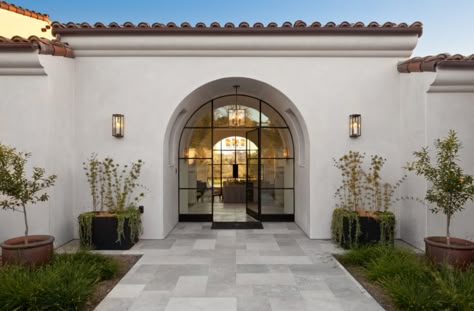 Mudroom Door, Santa Barbara Style Homes, Residence Exterior, Mediterranean Exterior Homes, Modern Spanish Style, Mediterranean Homes Exterior, Steel Doors Exterior, Outdoor Styling, Inspiring Homes