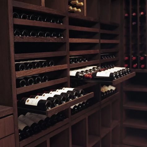 Small Wine Room, Shelf Storage Ideas, Wood Wine Cellar, Contemporary Wine Cellar, Wine Cellar Basement, Home Wine Cellars, Custom Wine Cellars, Outdoor Kitchen Appliances, Wine Cellar Design