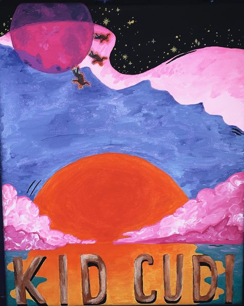 Kid Cudi Painting Easy, Kid Cudi Painting, Kid Cudi Art, Kid Cudi Albums, Kid Cudi, Canvas Paintings, Beautiful Views, Painting Ideas, Painting & Drawing