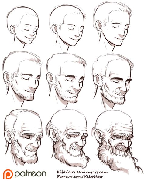 Aging Reference sheet by Kibbitzer on DeviantArt Emotions Drawing, Draw Heads, 얼굴 드로잉, Reference Sheet, Have Inspiration, 캐릭터 드로잉, Anatomy Drawing, Drawing Skills, Drawing Tutorials