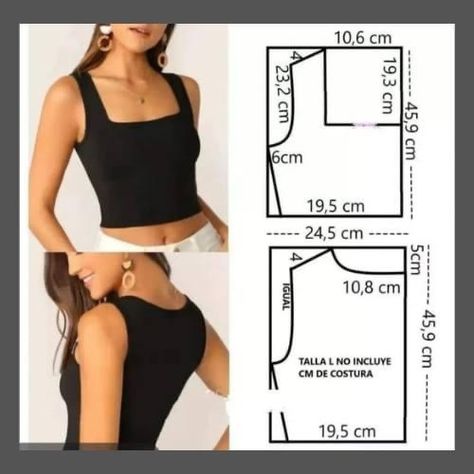 Crop Top Patrones Costura, Diy Clothes Patterns, Clothing Pattern Design, Dress Patterns Diy, Sewing Projects Clothes, Sewing Clothes Women, Fashion Design Patterns, Diy Clothes Design, Fashion Sewing Tutorials