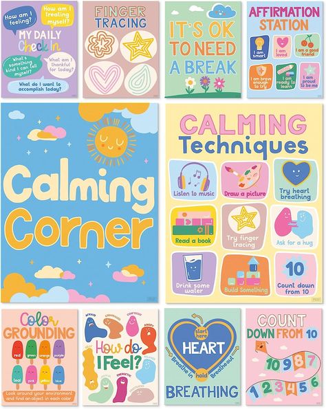 Calming Classroom Decor, Calming Corner Classroom, Calming Corner Posters, Calming Classroom, Feelings Poster, Calm Corner, Emotions Posters, Calming Corner, Emotion Chart