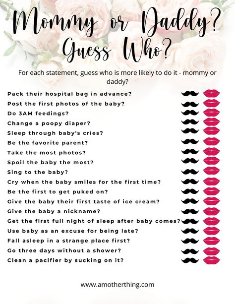 Baby Shower Question Game, Baby Girl Shower Games, Baby Shower Questions, Baby Shower Shoes, Baby Shower Printable Games, Baby Animal Names, Free Printable Baby Shower Games, Free Baby Shower Games, God Baby