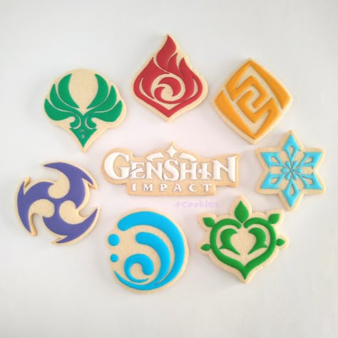 Genshin Impact Cookies, Genshin Impact Birthday Party Ideas, Genshin Impact Birthday Theme, Genshin Birthday Party, Genshin Cookies, Genshin Impact Party Ideas, Genshin Impact Cake Ideas, Genshin Impact Birthday Party, Genshin Impact Cake