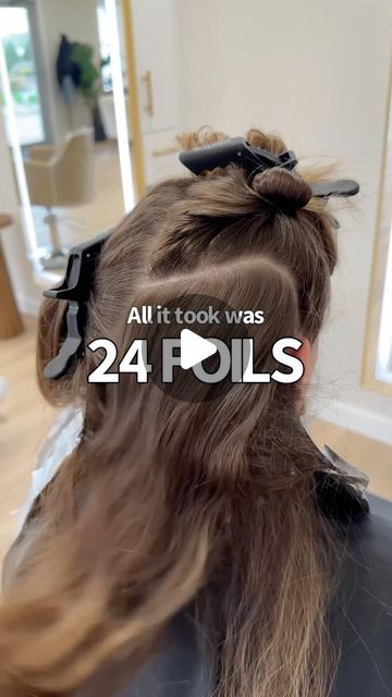 Adina Pignatare | BALAYAGE | HAIR VIDEOS | EDUCATOR on Instagram: "All it took was 24 foils 🤯 Beige Bronde formula down below 👇 

This could be my favorite placement 😏 I only needed to root shadow where I placed those 4 baby weaved foils. Those foils were closer to her part. Everything else was over directed forward for a seamless blend.

I used #blondstudio 9 with 20 & 30 Volume. I started with 20 & worked my way up to 30 so everything would lift evenly at the same time.

For my all over gloss I used #dialight 7.31 8.3 with 9Volume. This combo is 🤤 the perfect gloss for a beige blonde/bronde.

For the root shadow I used #dialight 6N with 9 volume. I dropped it lower towards the back to mimic natural hair color.

Should I teach this placement ?! 

#lorealpro #lorealproambassador #haire Beige Bronde Formulas, Blended Bronde Balayage, Foilyage Hair Placement, Beige Blonde Formula, Balayage Foil Placement, Foils Hair Blonde, Bronde Formula, Balayage Hair Videos, Blonde Bronde