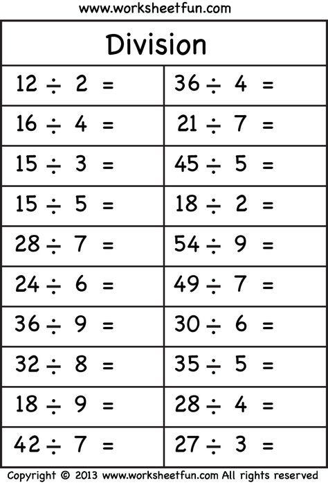 5 Free Math Worksheets Third Grade 3 Division Division Facts 1 to 10 b31b2649ddbf2d274df4a343f6 Division Worksheets Grade 3, 3rd Grade Division, Maths Multiplication, Easy Math Worksheets, Math Division Worksheets, Third Grade Math Worksheets, Math Fact Worksheets, Fun Math Worksheets, Math Practice Worksheets