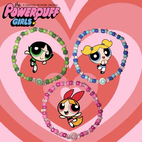 Power Puff Girls Bracelet, Powerpuff Girls Bracelet, Powerpuff Bracelet, Diy Bff, Disney Duos, Beaded Jewelry Bracelets, Girl Friendship, Lovely Flowers Wallpaper, Puff Girl