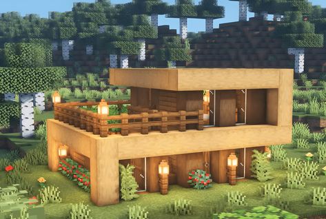 45+ Stunning Minecraft House Ideas [For Survival World Fans] - TechShout Minecraft Eco House, Minecraft Modern Starter House, Minecraft Houses Starter, Starter Minecraft House, Minecraft Starter Houses, Cute Simple Minecraft Houses, Minecraft Starter House Ideas, Minecraft Tiny House, Starter House Minecraft