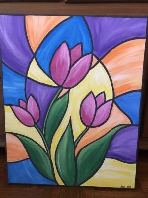 Stained Glass Oil Pastel, Cubism Flower Art, Cubism Art Ideas Easy Step By Step, Cubism Art Paintings Easy, Kubisme Art Simple, Secondary Colors Drawing, Stained Glass Painting Canvas, Kubisme Art, Fauvism Art Ideas