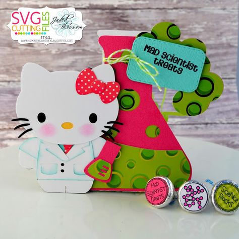 Doxie Mel Designs: 3rd Annual Hello Kitty Blog Hop Svg Tutorial, Hello Kitty Birthday Party, Jaded Blossom, Hello Kitty Birthday, Mad Scientist, Kids Cards, Animals Pets, Svg Cuts, Inspirational Cards