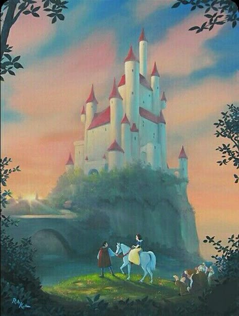 Snow White Castle, Snow White Cartoon, Original Disney Princesses, Tattoos Celebrities, Snow White Queen, Castle Background, Castle Painting, Disney Princess Snow White, Cartoon House