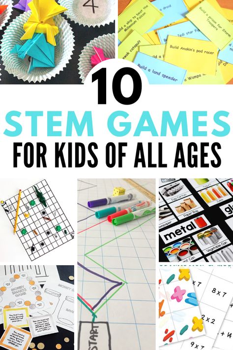 10 fun STEM games for kids of all ages! Engaging, educational games that make learning FUN! #stem #stemeducation #games #gamification Geography Games For Kids, Money Math Games, Stem Games, Money Games For Kids, Homeschool Stem, Printable Math Games, Money Math, Math Games For Kids, Resource Room