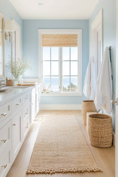 15 Coastal Bathroom Ideas for a Serene Seaside Escape – Everyday Inspo 2024 Color Palette, Seaside Bathroom, Blue Bathroom Ideas, Coastal Bathroom Ideas, Coastal Bathroom Design, Coastal Bathroom Decor, Beachy Bathroom, Beach House Bathroom, Coastal Bathroom