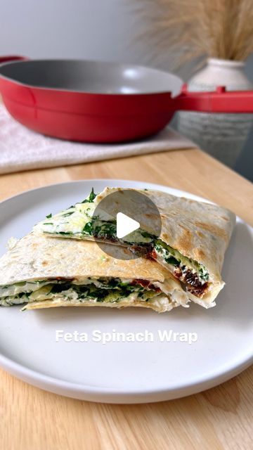 Becca | TeacherTastes on Instagram: "Feta Spinach Egg Wrap - Tortilla - Cream Cheese - 1 cup Egg Whites - ½ cup Chopped Spinach - ¼ cup Feta Cheese - 3 tbsp sundried tomatoes - Salt + Pepper 1. Sauté chopped spinach with some olive oil 2. Once wilted, add egg whites 3. Cover until egg whites are cooked a little 4. Add sundried tomatoes, seasonings, and feta 5. Cover until cooked 6. Top tortilla with cream cheese 7. Place on top of cooked eggs and flip 8. Allow tortilla to brown and then fold into a taco shape Enjoy!" Spinach Egg Wrap, Breakfast Omelet, Breakfast Tortilla, Breakfast Favorites, Spinach Tortilla, Egg Wrap, Instagram Recipes, Spinach Egg, Sundried Tomatoes