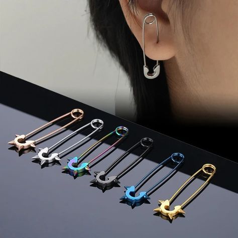 Stainless Steel Safety Pin Earrings | Stainless Steel Punk Earring - 2pcs/1pair - Aliexpress Punk Earrings, Pin Earrings, Safety Pin Earrings, Spike Earrings, Gothic Jewelry, Safety Pin, Paper Clip, Earrings For Women, Shopping List