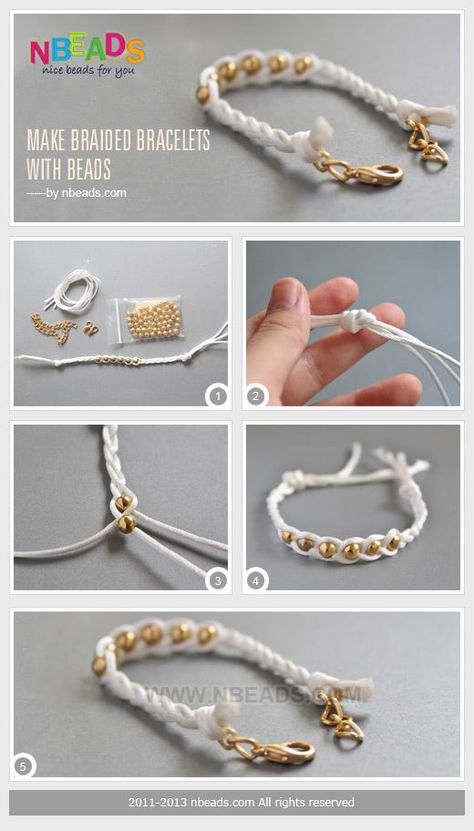 Make Braided Bracelets with Beads beads diy Braided Bracelets With Beads, Braided Leather Bracelet Diy, Rope Bracelets Diy, Bracelets With Beads, Braid Bracelet, Braided Bracelet Diy, Braided Rope Bracelet, Homemade Bracelets, Diy Leather Bracelet