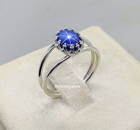 Blue Star Sapphire Ring, Star Sapphire Ring, Blue Star Sapphire, Star Sapphire, Blue Star, Sterling Silver Bands, Silver Band, Jewelry Stores, Sapphire Ring