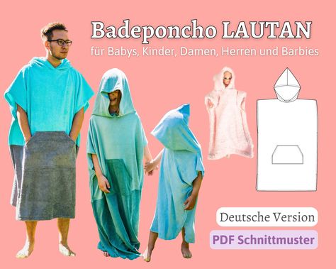 Sewing Pattern Bath Poncho Sewing Pattern Surf Poncho Sewing Pattern Beach Poncho Women Men Children Changing Aid Sewing LAUTAN All Sizes - Etsy Canada Poncho Sewing Pattern, Poncho Pattern Sewing, Poncho Women, Sound Of Waves, Beach Poncho, The Sound Of Waves, Beach Tunic, Sun Shining, Poncho Pattern