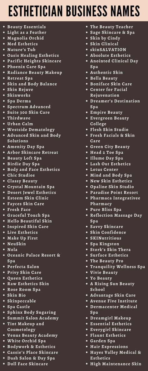 Name Skincare Idea, Small Lash Business Name Ideas, Skincare Page Name Ideas, Skin Care Page Name Ideas, Aesthetic Beauty Salon Names, Esthetician Studio Names, Make Up Page Name Ideas, Best Buissnes Ideas, Lash Company Names