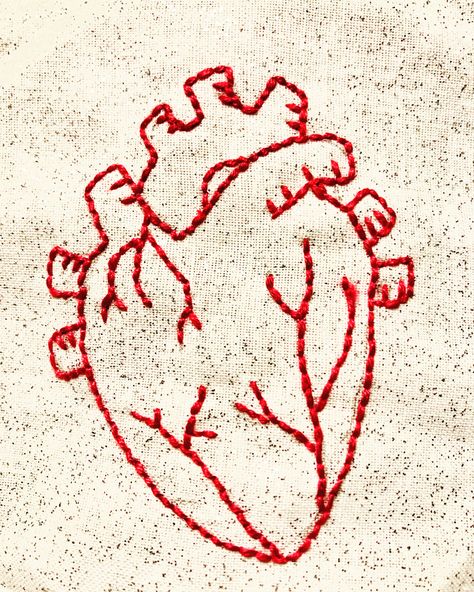 Real Heart Embroidery, Human Heart Embroidery, Horror Embroidery, Punk Embroidery, Hands Holding Heart, Creepy Crafts, Heart Journal, Heart Doodle, Embroidery Lessons