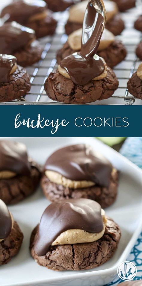 How to Make Decadent and Delicious Buckeye Cookies #recipe #peanutbuter #chocolate #brownie #cookie #dessert #buckeye Buckeye Cookies Recipe, Chocolate Brownie Cookie, Buckeye Recipe Easy, Peanut Balls, Buckeye Cookies, Brown Sugar Cookie Recipe, Buckeyes Recipe, Holiday Baking List, Baking List