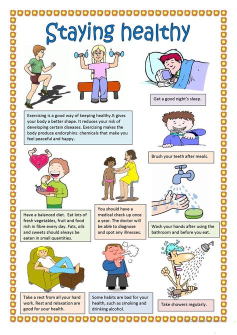 Staying healthy. - English ESL Worksheets for distance learning and physical classrooms Ways To Stay Healthy, Simple Health, Health Lessons, Church History, Staying Healthy, Health Promotion, School Counseling, Worksheets For Kids, Health Education