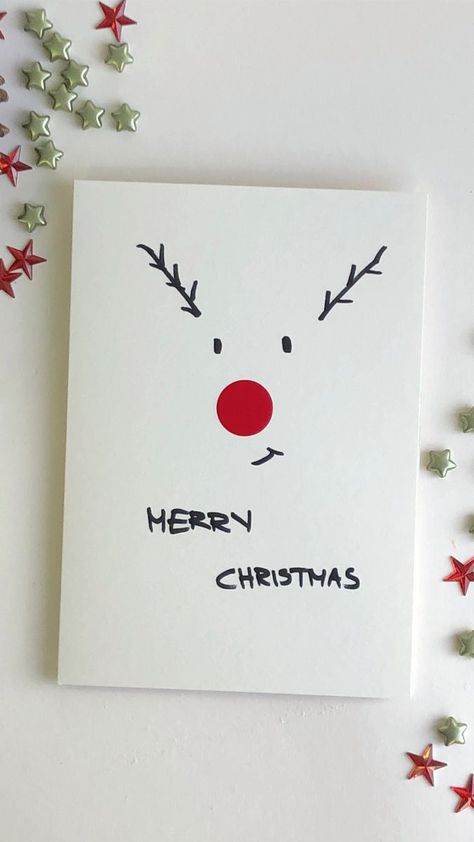 Card Diy Ideas, Christmas Card Diy, Christmas Cards Drawing, Holiday Card Diy, Cute Christmas Cards, Rudolph Christmas, Craft Christmas, Christmas Card Art, Watercolor Christmas Cards