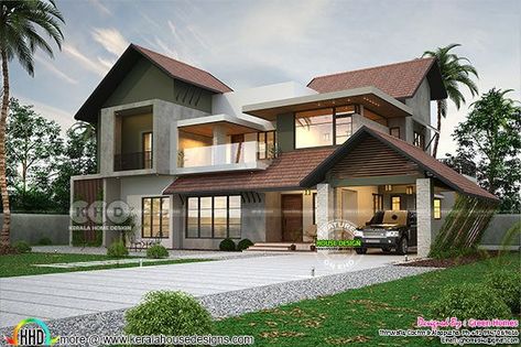 Small House Design Kerala, Kerala Traditional House, Kerala Home Design, Kerala Home, Green Homes, House Roof Design, Architecture Elevation, Contemporary House Exterior, New Architecture